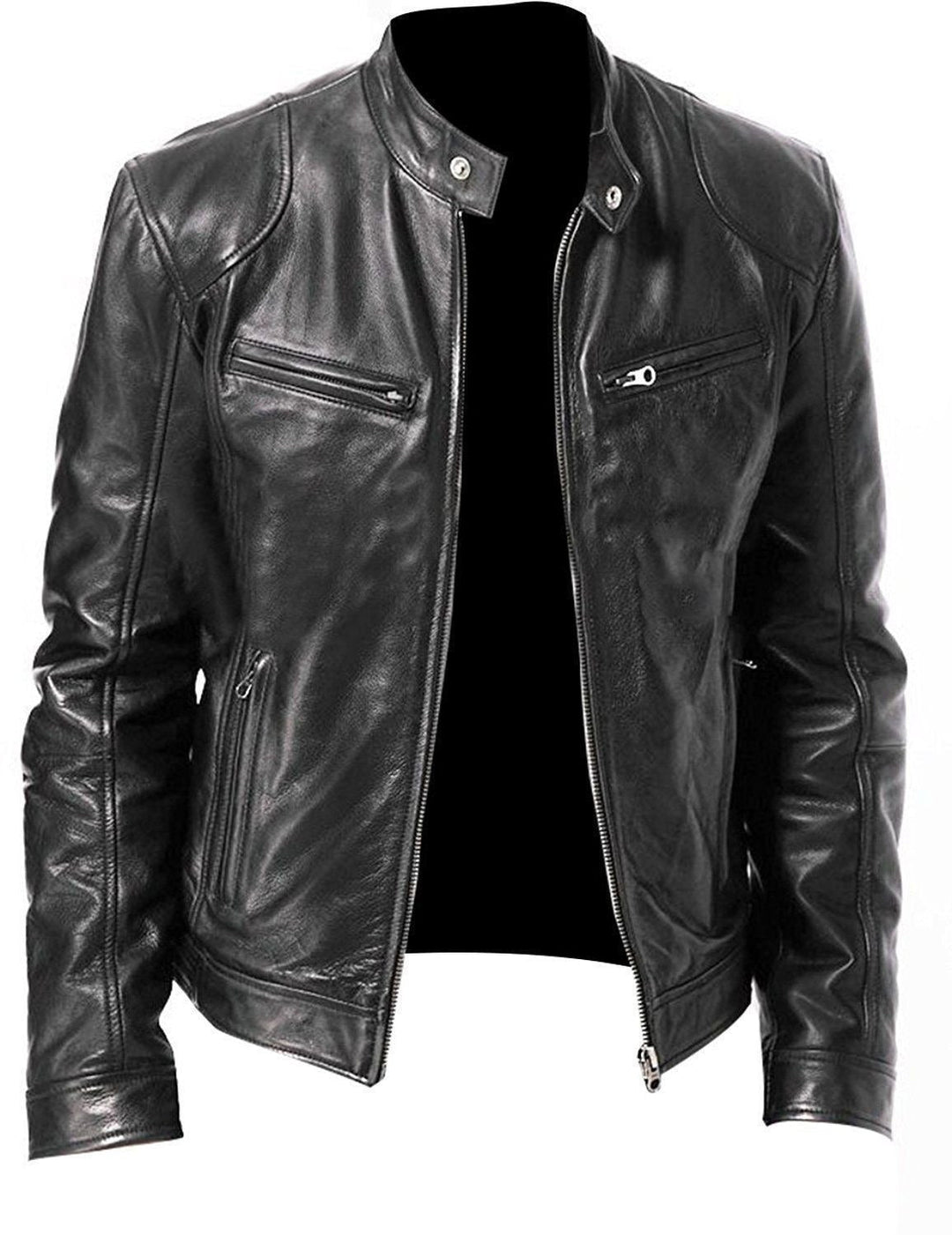 Veste homme coupe ajustée et élégante, parfaite pour un look urbain printemps-automne. Dotée d'un col montant.