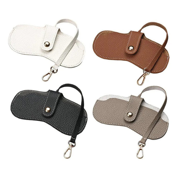 Sac à lunettes femme en cuir véritable. Élégante pochette de poignet, accessoire chic pour femme.
