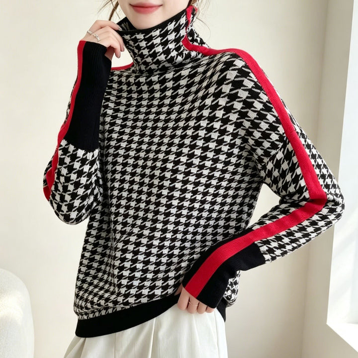 Pull col roulé décontracté pour femme, coupe confortable. Parfait pour un look stylé et chaud en hiver.