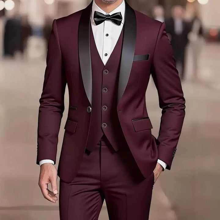 Costume homme minimaliste et élégant, 3 pièces pour un style chic. Mode masculine polyvalente et intemporelle.