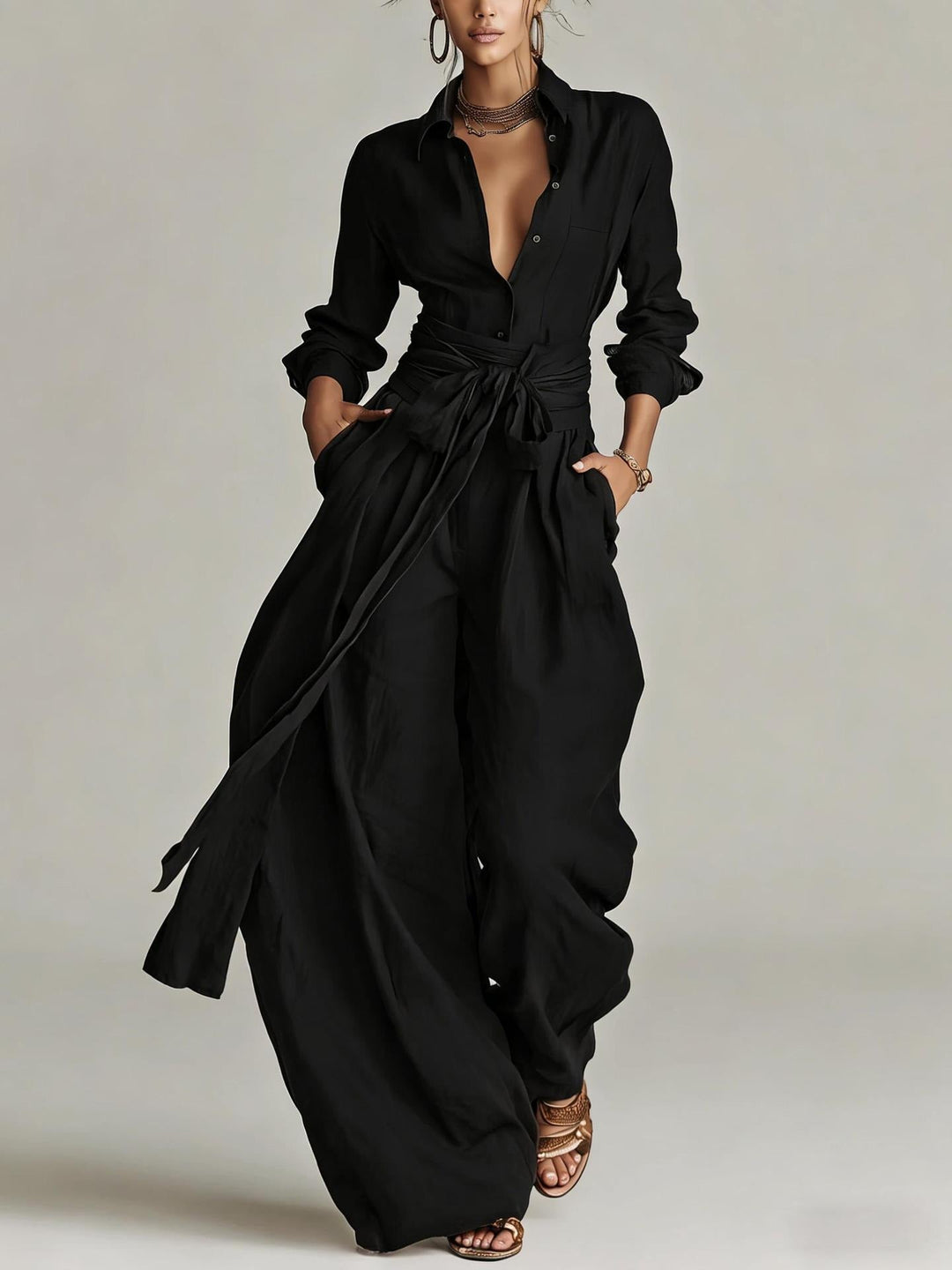 Confortable ensemble femme deux pièces en lin coton pour printemps/été, pantalon large et haut chic décontracté.
