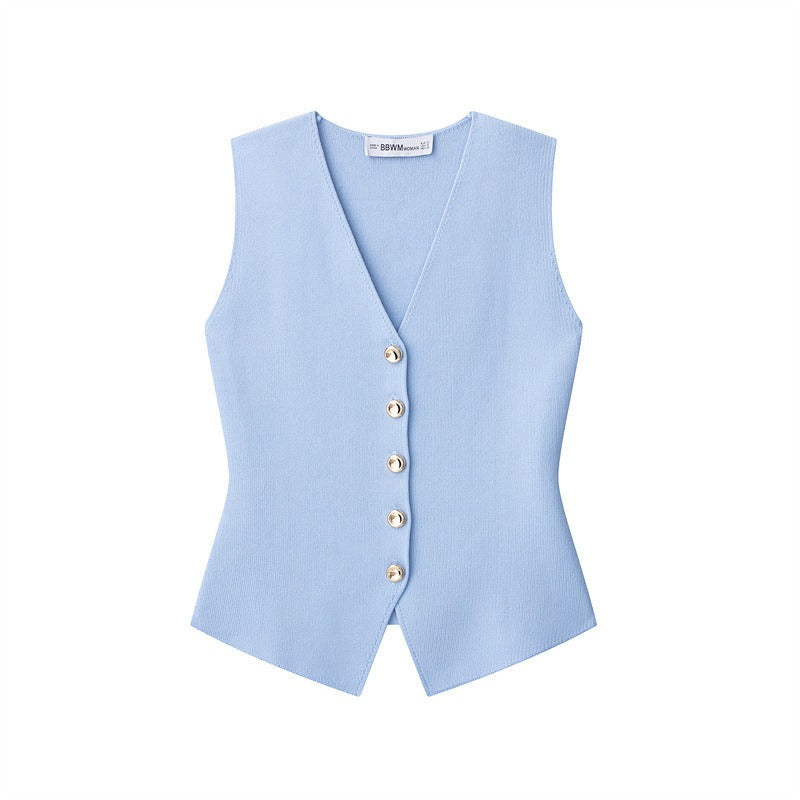 Mode féminine: Gilet tailleur formel sans manches, chic et polyvalent pour toutes occasions professionnelles.
