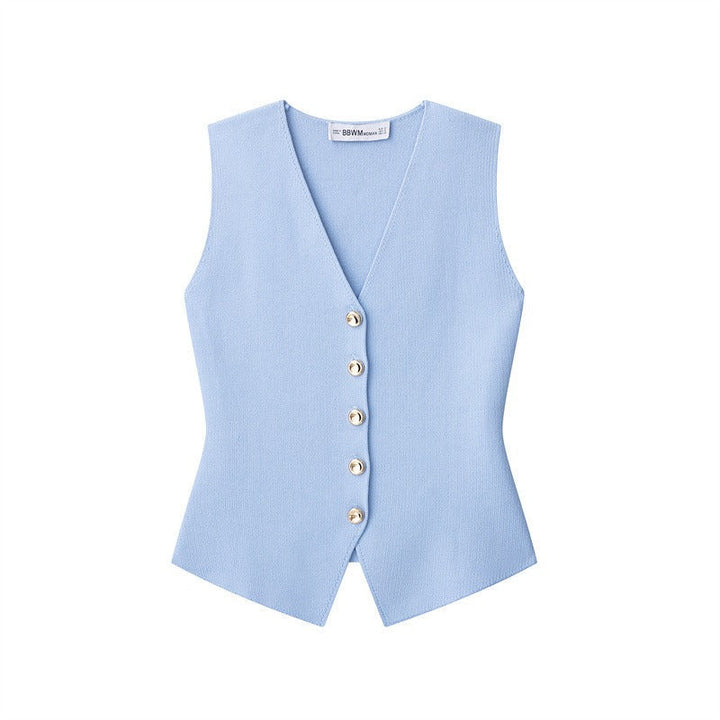 Mode féminine: Gilet tailleur formel sans manches, chic et polyvalent pour toutes occasions professionnelles.