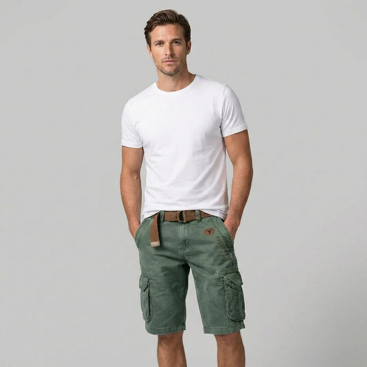 Short homme cargo fonctionnel et confortable, style casual. Parfait pour l'été et activités.