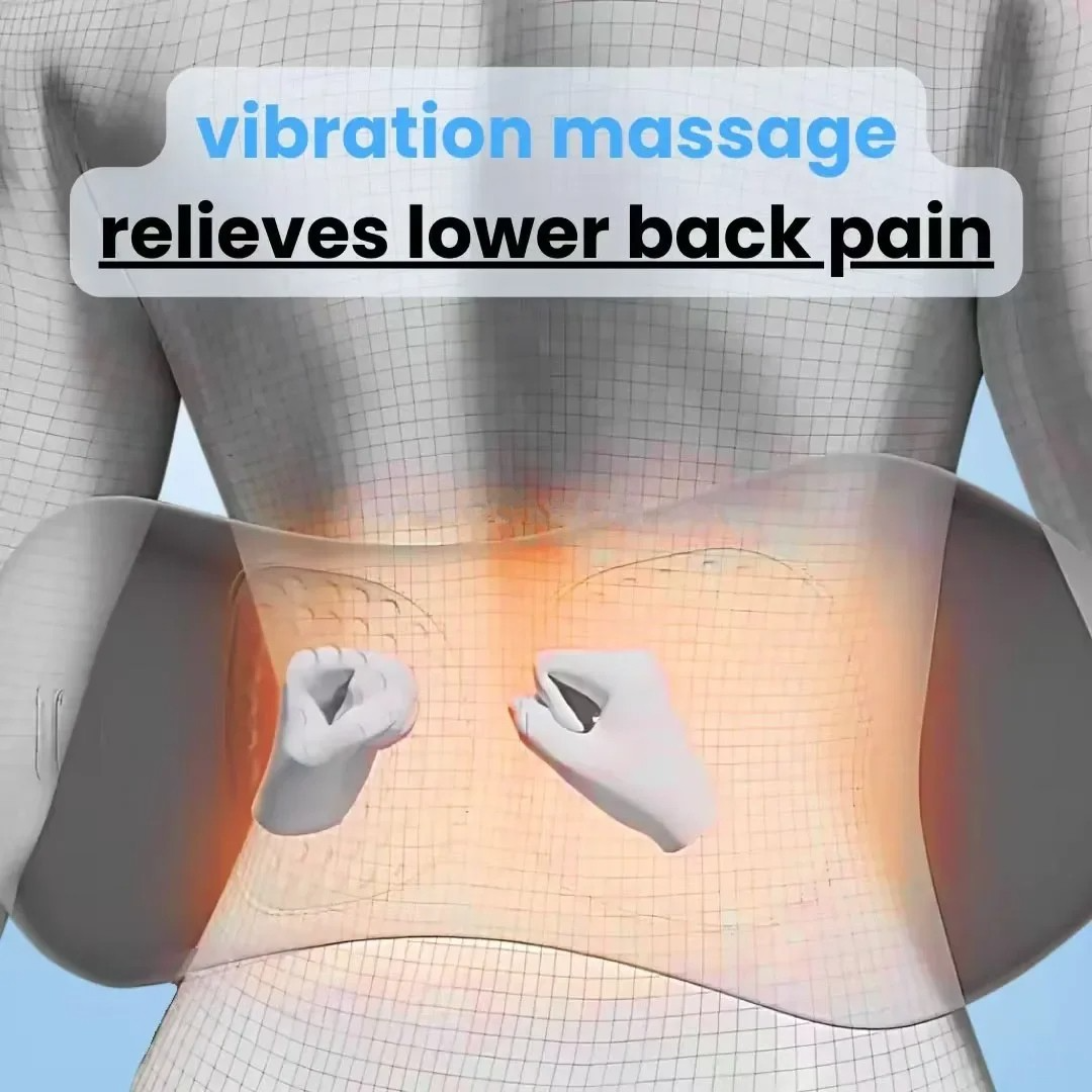 Masseur dorsal chauffant et vibrant 3-en-1, idéal pour sciatique et lombaire.