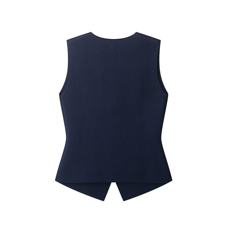 Gilet femme chic et polyvalent, veste tailleur sans manches idéale pour un look formel ou décontracté.