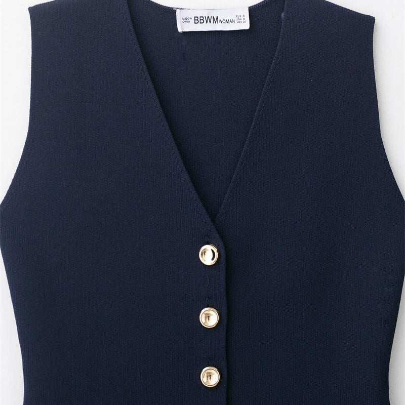 Gilet tailleur femme sans manches, élégant et moderne, parfait pour le printemps/été et le bureau.