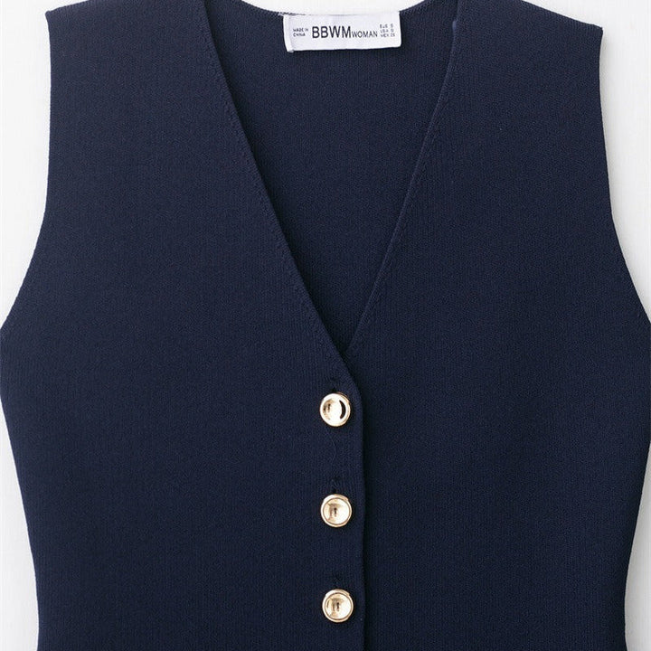 Gilet tailleur femme sans manches, élégant et moderne, parfait pour le printemps/été et le bureau.