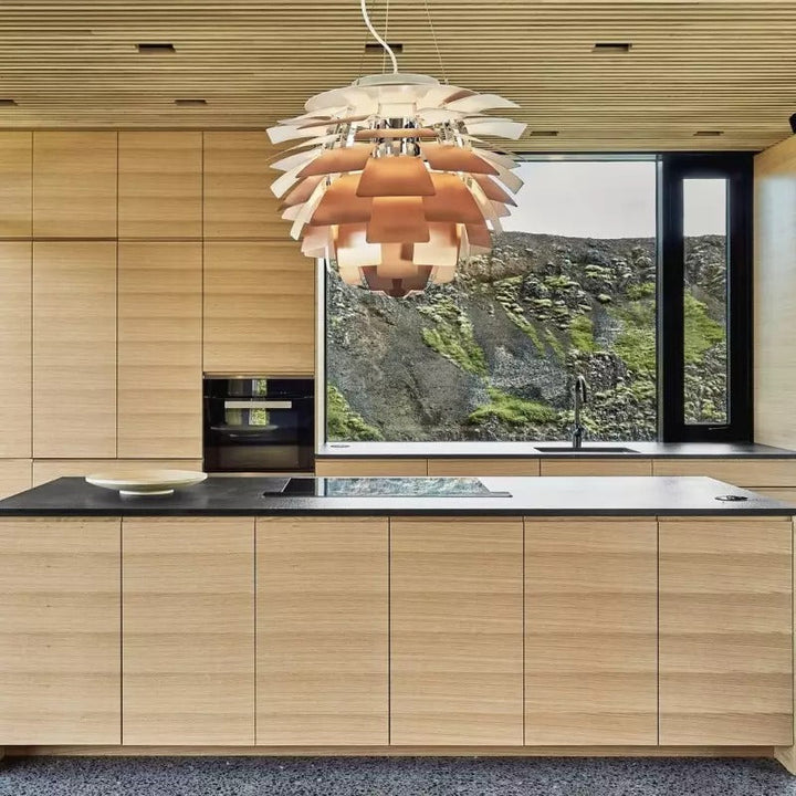 Éclairage intérieur Artichaut, suspension design contemporaine, pièce maîtresse de votre décor moderne.