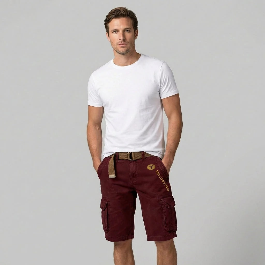 Short homme cargo casual, longueur genou, idéal pour plein air. Confort et style décontracté.