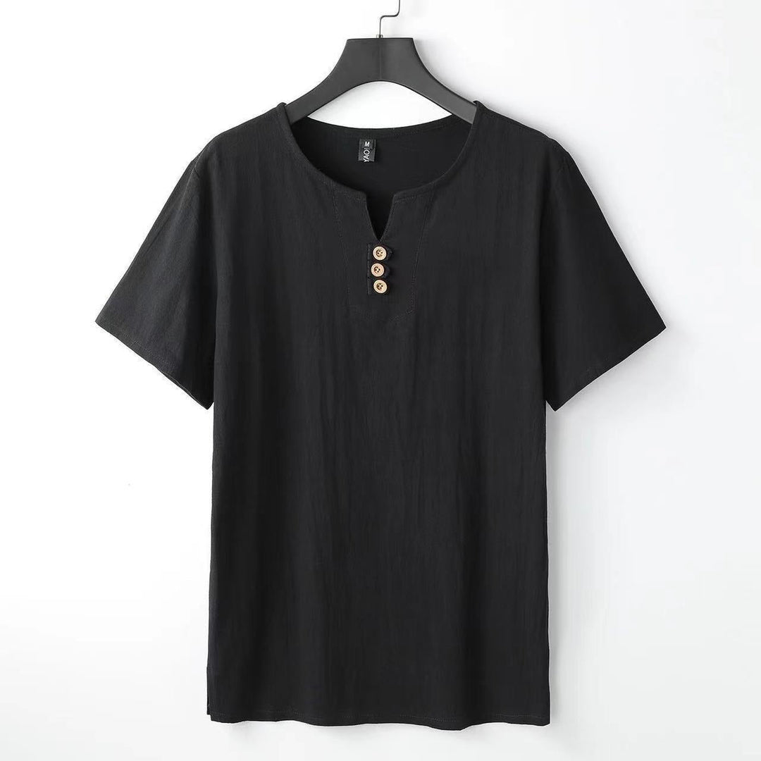 Haut Henley décontracté pour homme avec col boutonné, parfait pour l'été et les loisirs. Manches courtes.