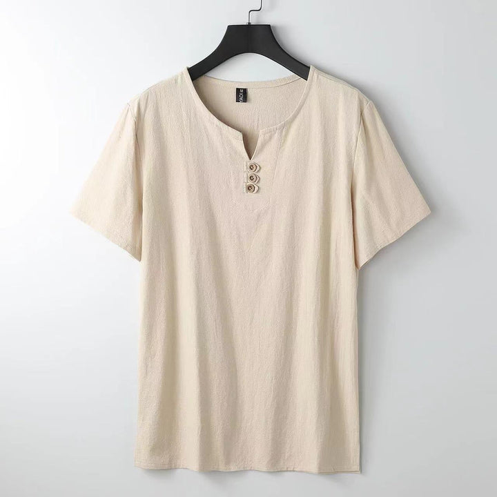 T-shirt Henley pour homme, style décontracté et chic, avec patte de boutonnage, idéal pour un confort quotidien.