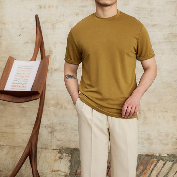 Vêtement décontracté Elias pour homme, couleur unie, polyvalent et confortable pour toutes les occasions estivales.