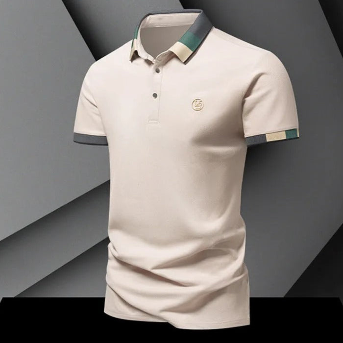 Polo homme manches longues texturé, parfait pour une tenue bureau élégante ou un look casual chic.