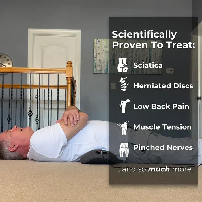 Confort dorsal avec ce masseur chauffant 3-en-1, ciblant sciatique et lombaire.