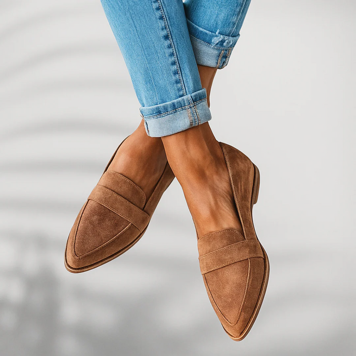 Mocassins Rosie femmes kaki pour un style élégant et un confort orthopédique. Chaussures sans lacets et antidérapantes.