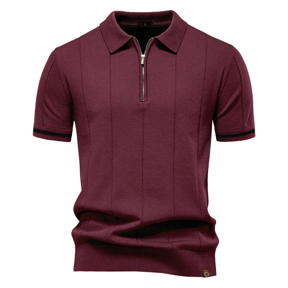 Polo homme classique blanc, zippé, manches courtes, parfait pour un confort décontracté et stylé en été.