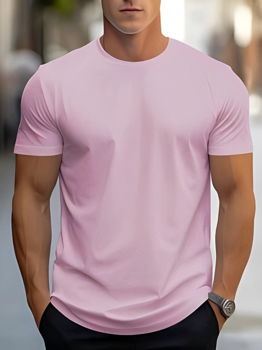 Dos du t-shirt homme confortable à manches courtes, finition soignée pour un style décontracté et quotidien. Basique essentiel.