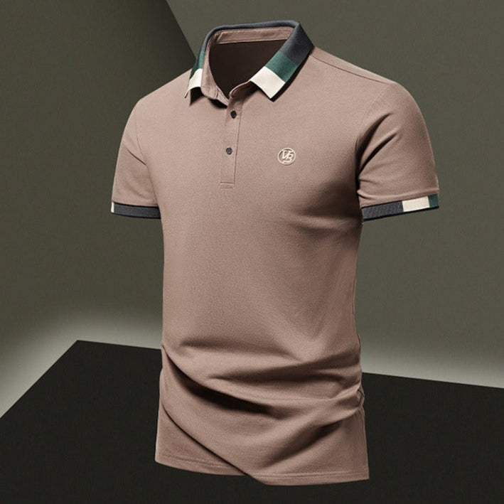 Chemise polo homme à manches longues, design géométrique. Parfait pour un style élégant automne/printemps.