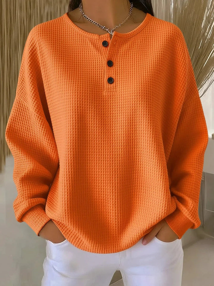 Textured pull femme chaud, tricot gaufré douillet pour l'hiver.