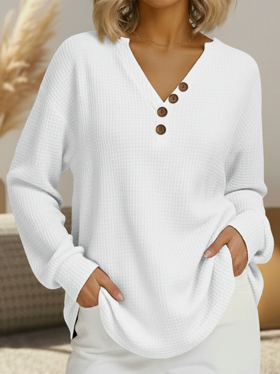 Pull femme en tricot gaufré de qualité, chaud et douillet, style automne-hiver.