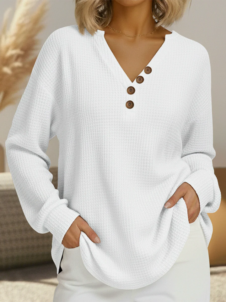 Pull femme en tricot gaufré de qualité, chaud et douillet, style automne-hiver.