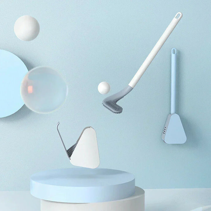 Brosse WC moderne en TPR avec support mural, assurant un nettoyage efficace et une salle de bain propre.