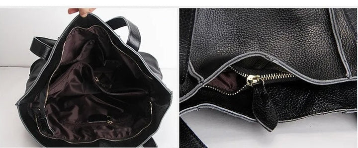 Sac de travail féminin en cuir véritable, alliant élégance et grande capacité, style intemporel.