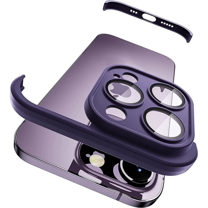Étui iPhone violet, résistant et anti-choc.