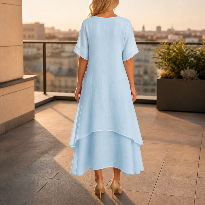 Robe midi fluide femme, élégante et polyvalente pour mariage, cérémonie, soirée. Tenue fashion.