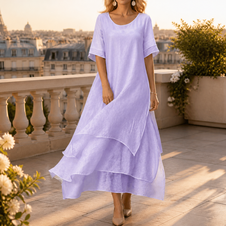 Robe midi fluide femme, esprit bohème chic pour mariage, cérémonie, soirée. Grandes tailles disponibles.
