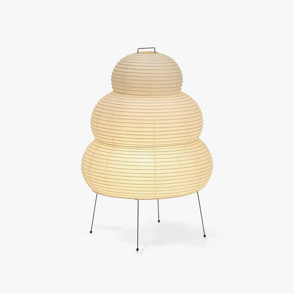 Lampe de table japonaise élégante en papier, éclairage doux pour ambiance zen salon ou chambre.
