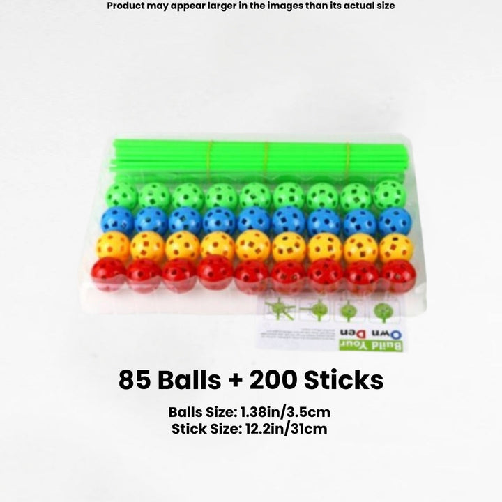 Activité manuelle et jeu éducatif pour enfant. Kit de construction créatif pour tentes et forts, idéal pour l'intérieur.
