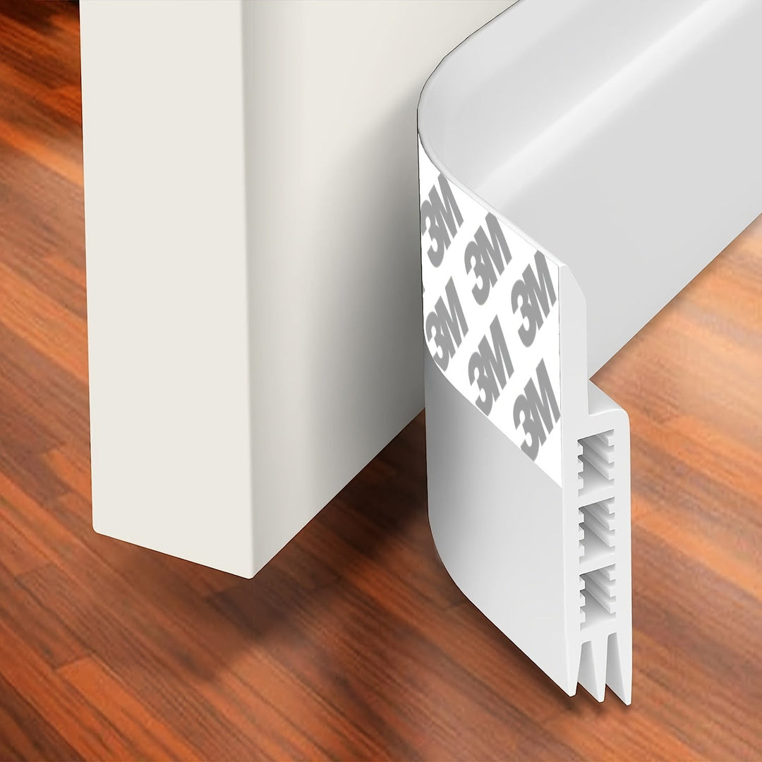 Joint de porte silicone autoadhésif blanc pour isolation thermique et phonique, économie d'énergie.