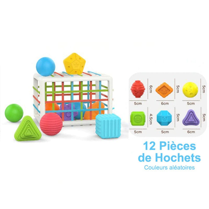 Cube d'éveil éducatif pour enfant, jouet Montessori sensoriel pour développer l'apprentissage et la motricité fine.