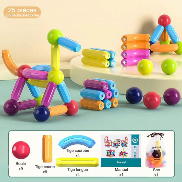 Pièces de jeu de construction magnétique pour enfants, favorisant l'éveil, l'éducation et l'apprentissage.