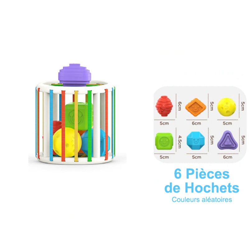 Jouet cube Montessori multicolore pour bébé, favorise l'apprentissage, l'éveil et le développement sensoriel.