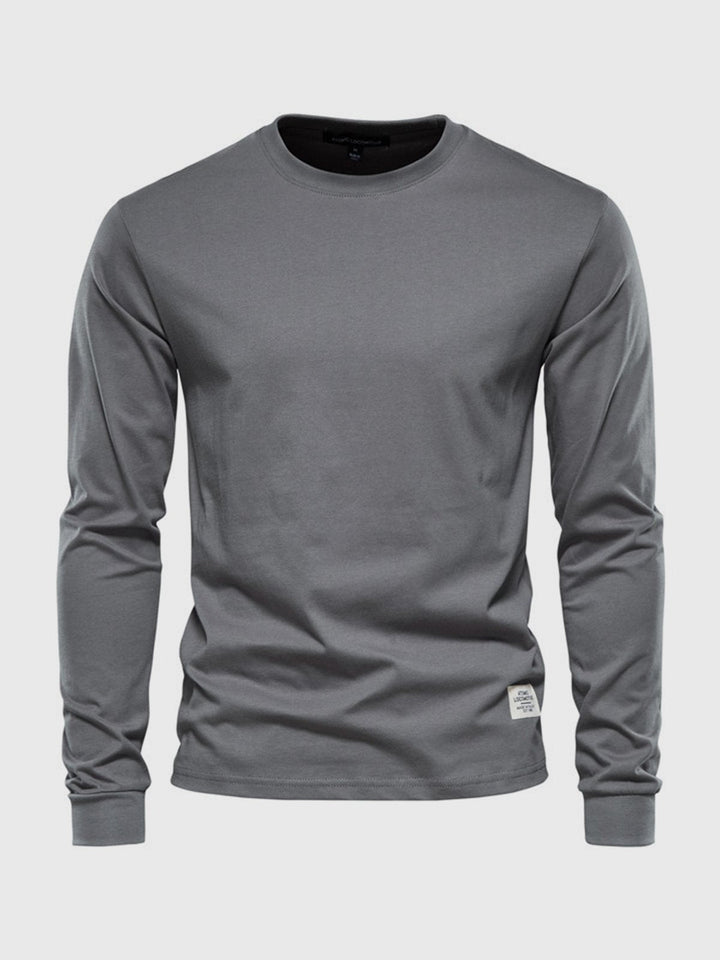 T-shirt casual homme, manches longues, col rond, polyvalent et confortable, parfait pour la garde-robe.