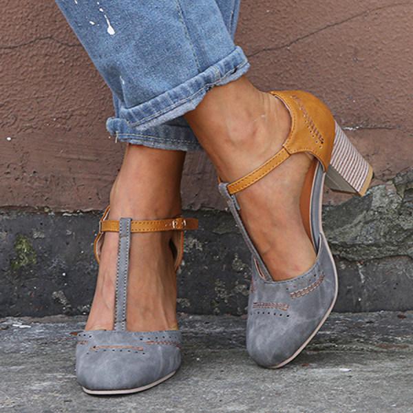 Sandales femme élégantes à talon bloc confortable, bout fermé et bride cheville, parfaites pour le bureau ou une soirée chic.