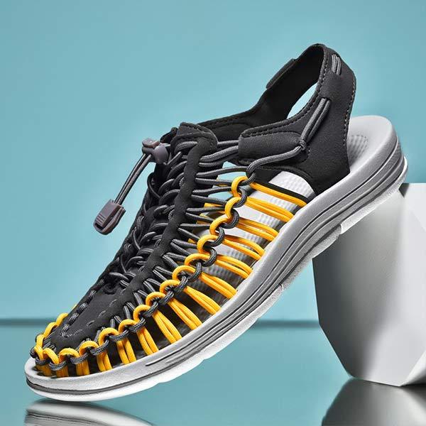 Sandales tissées confortables pour hommes, parfaites pour les voyages et les explorations estivales.