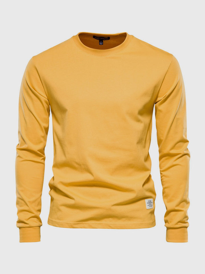 T-shirt homme tendance, manches longues, col rond, polyvalent pour un style décontracté et un confort quotidien.