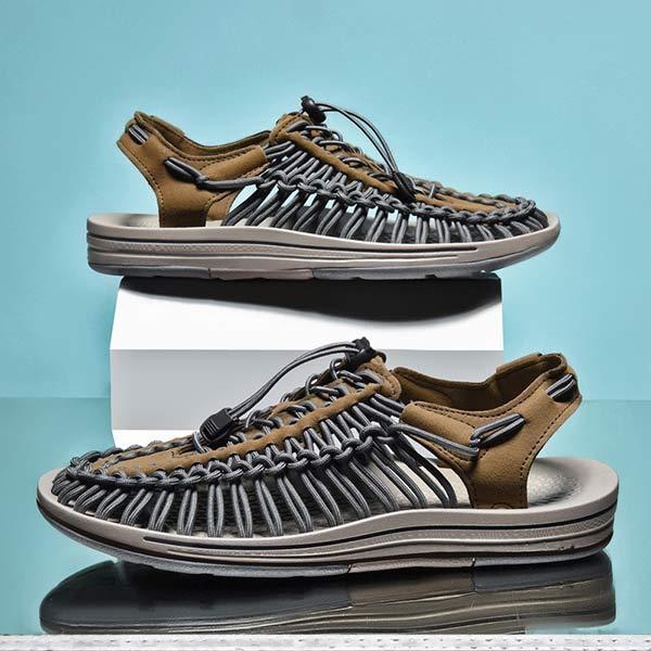 Sandales hommes style sportif, tissées pour une ventilation maximale. Idéales pour la plage et le plein air.