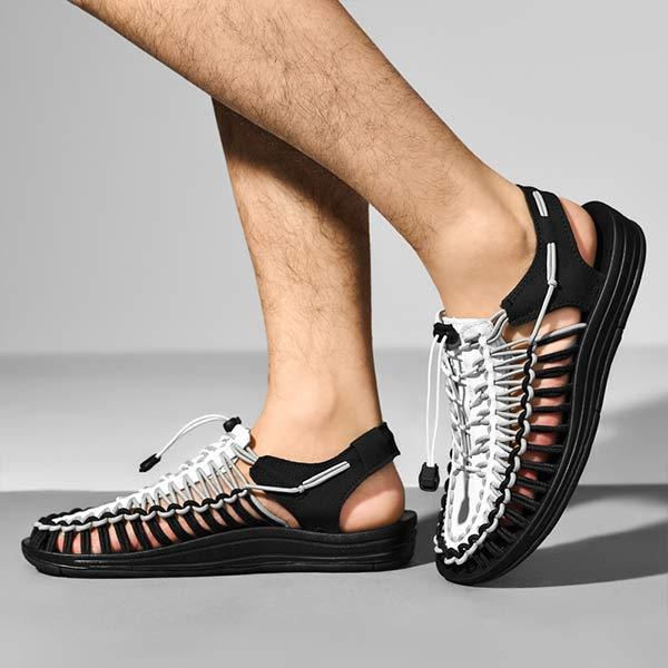 Chaussures d'été pour hommes, sandales tissées offrant un maintien sûr et une excellente ventilation.