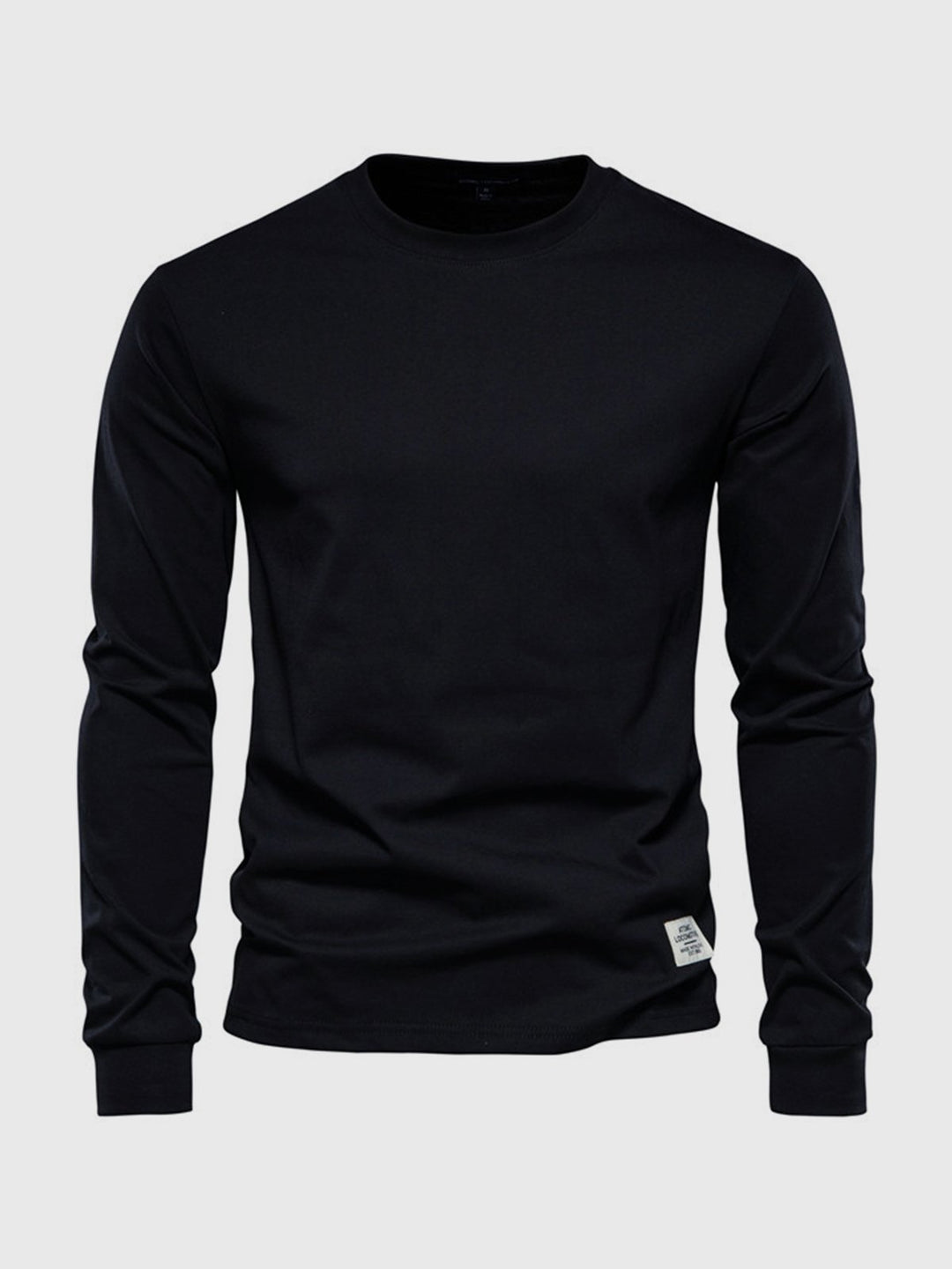 T-shirt homme décontracté manches longues, col rond, coupe droite. Polyvalent, confortable, essentiel pour garde-robe tendance.