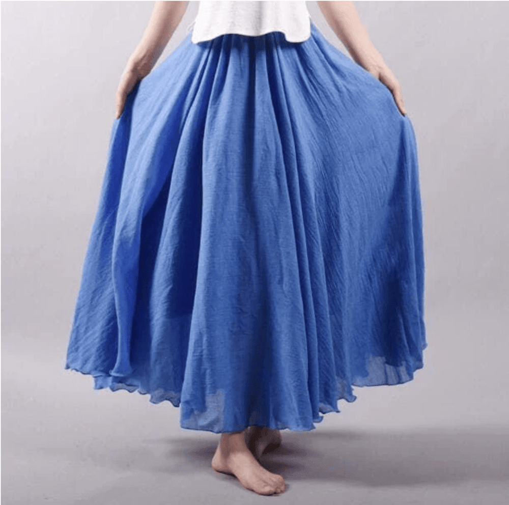 Jupe longue femme bohème pour vacances d'été, décontractée et fluide, idéale pour une tenue chic.