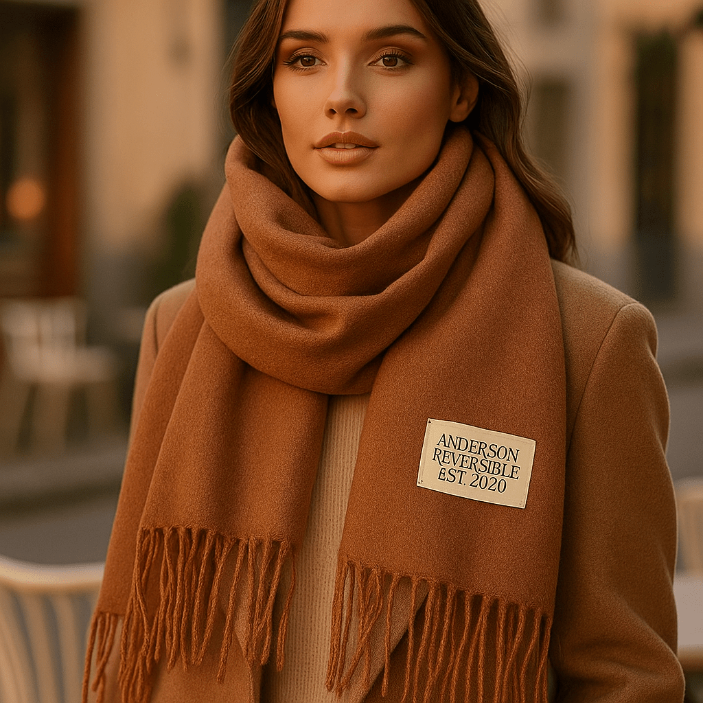 Élégant pashmina réversible pour femmes, un accessoire mode chaud et doux.