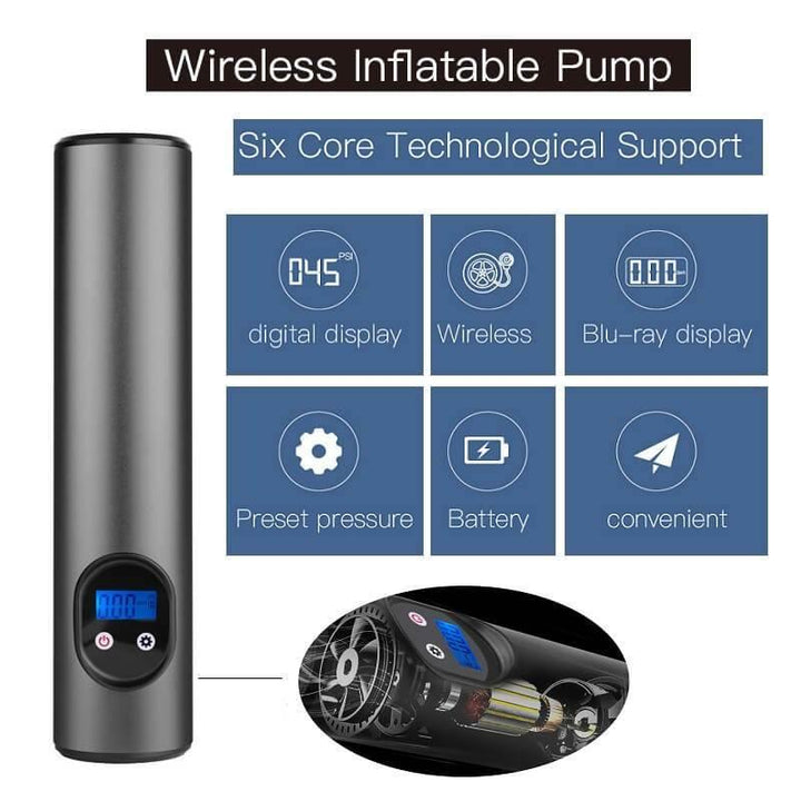 Compresseur portable pour gonflage pneus de véhicule, pompe électrique compacte pour urgence crevaison, voyage, vélo.