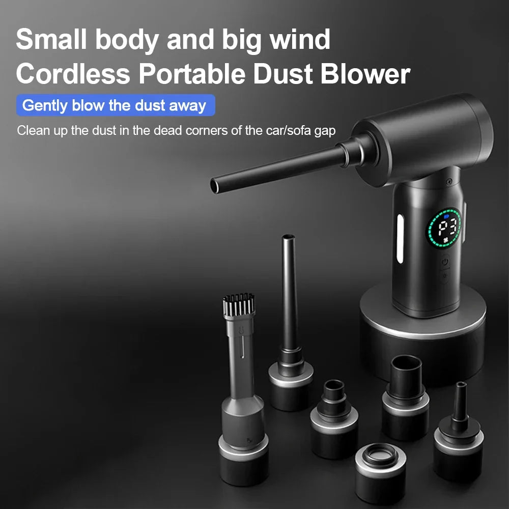 Aspirateur souffleur portable pour nettoyer poussière, miettes; idéal maison, voiture, clavier avec LED.