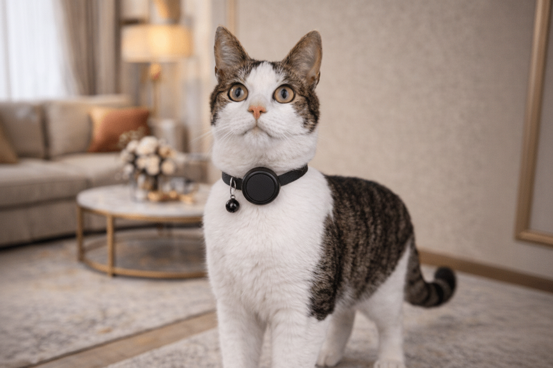 Collier chat sécurité, réfléchissant en nylon, avec support pour traceur GPS.