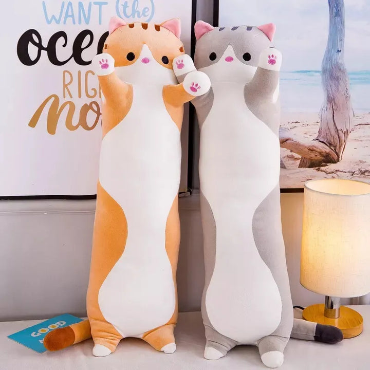 Cadeau original: oreiller peluche chat doux et câlin, parfait pour apporter joie et confort aux petits et grands.